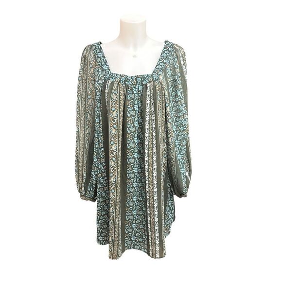 Anthropologie Sona‎ Boho Tunic Mini Shift Dress Floral Square Neck Small NEW - Picture 1 of 12